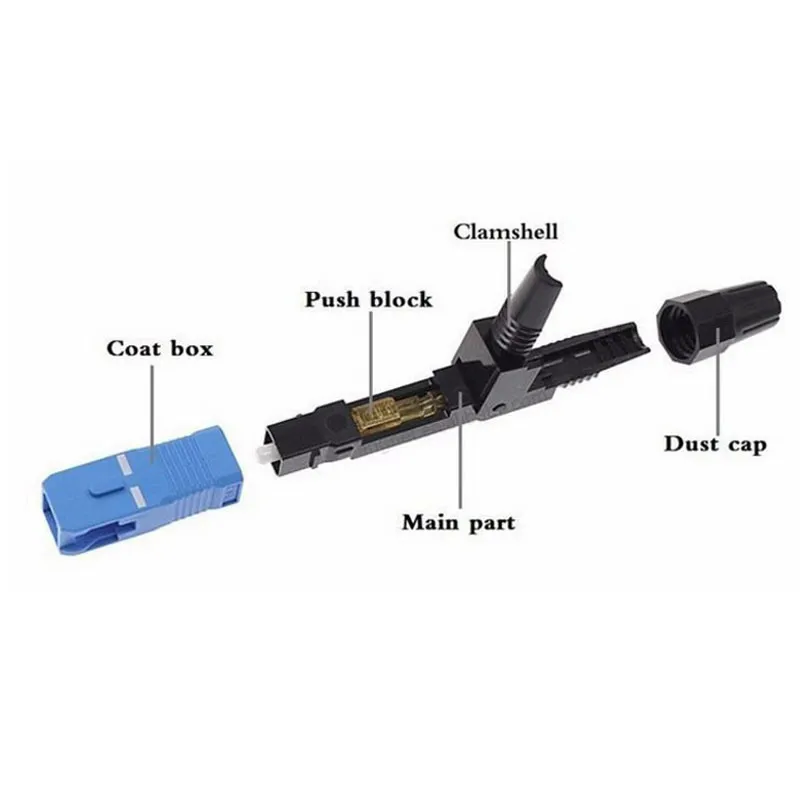 50pcs FTTH SC UPC Single Fiber Single Mode Fiber Optic Fast Connector Field Mount Quick Connector
