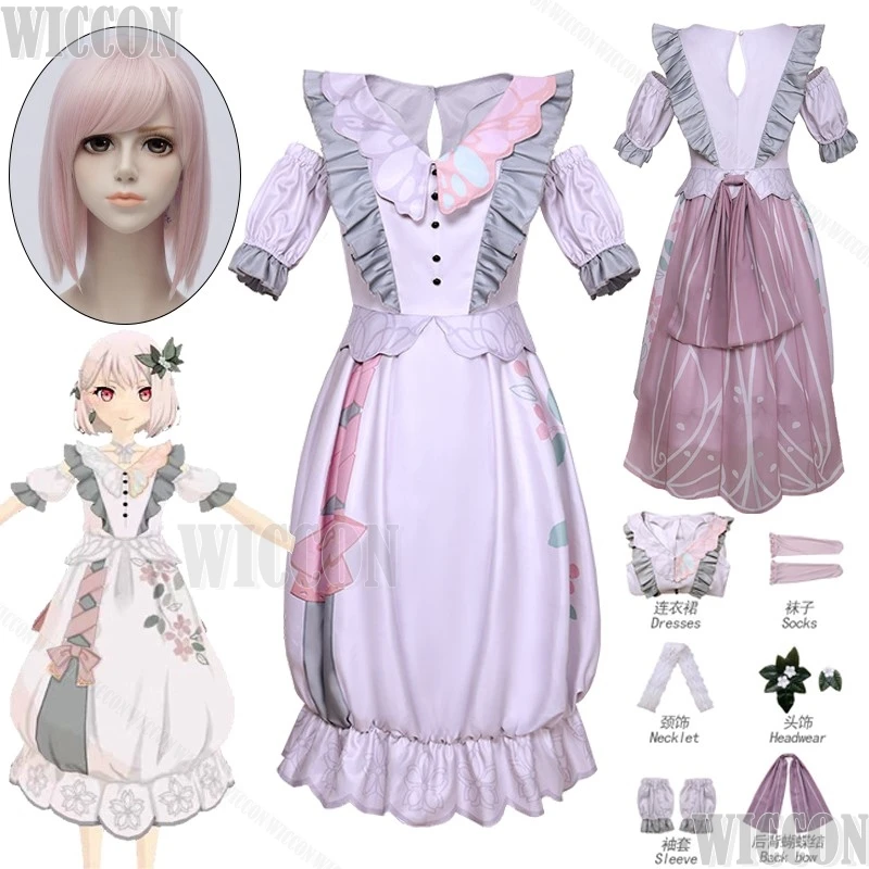 Akiyama Mizuki Mzk5 PJSK Game Project Sekai Colorful Stage Косплей Костюм Парик Лолита Розовое Платье
