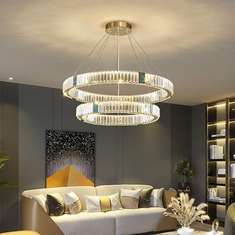 

Jmmxiuz Modern Luxury Crystal Led Chandelier Round Chandelier Living Room Bedroom Hanging Decoration For Villa Staircase