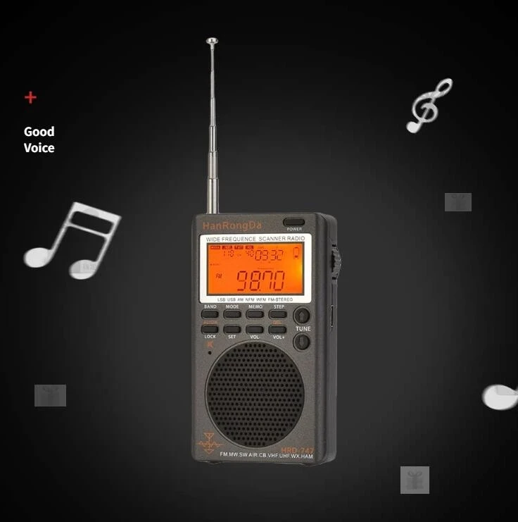 HRD 747 портативное радио FM/MW/SW/SSB/LSB/AIR/CB/VHF/UHF/UBD/WX полнодиапазонный мини-радиоприемник