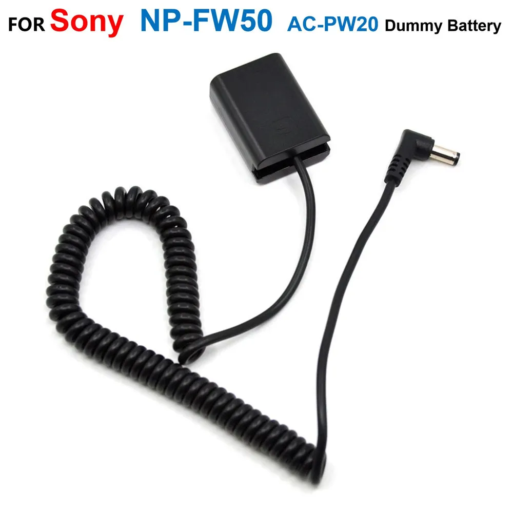 

FW50 DC Coupler NP-FW50 Fake Battery 5.5x2.1mm Spring Power Cable Adapter For Sony ZV-E10 A3500 A5000 NEXC5 NEX-5T A7RII A7R