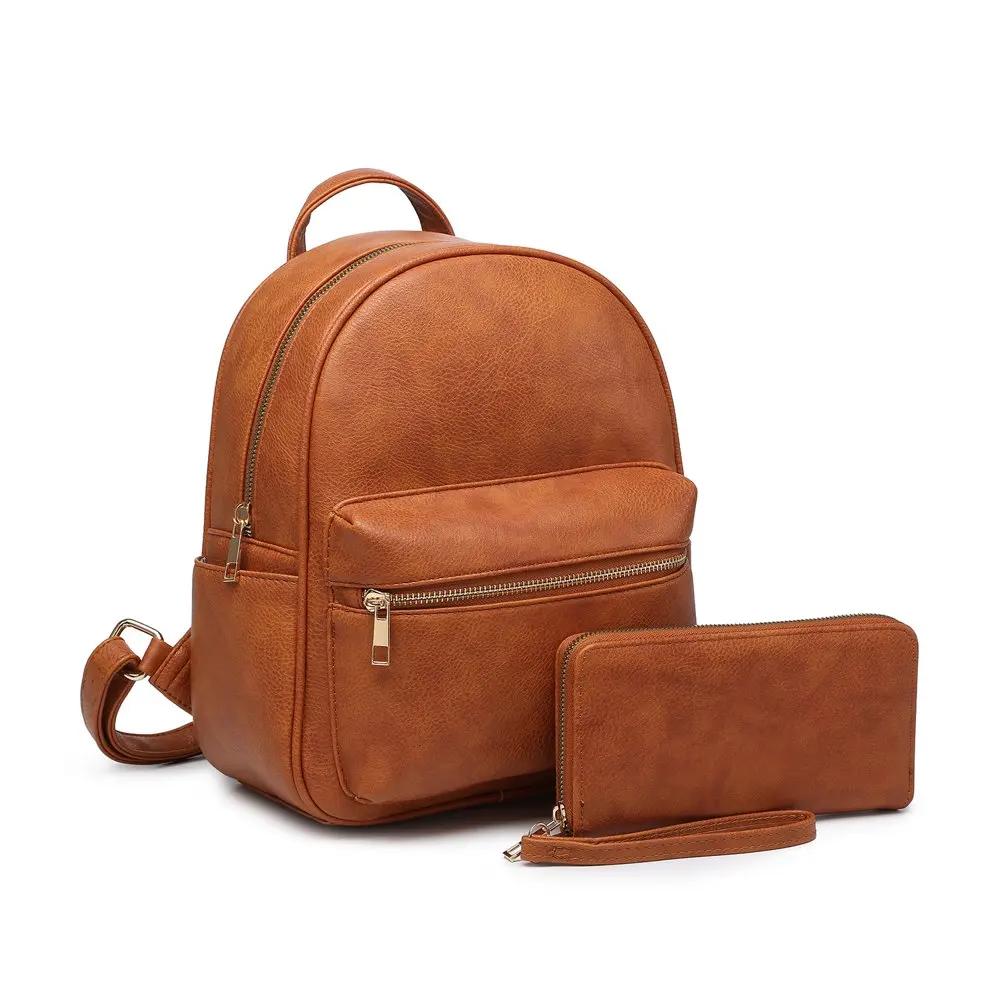 

2PCS Fashion Faux Leather Backpack for Women Causal Rucksack Travel Shoulder Bag Girls School Daypack