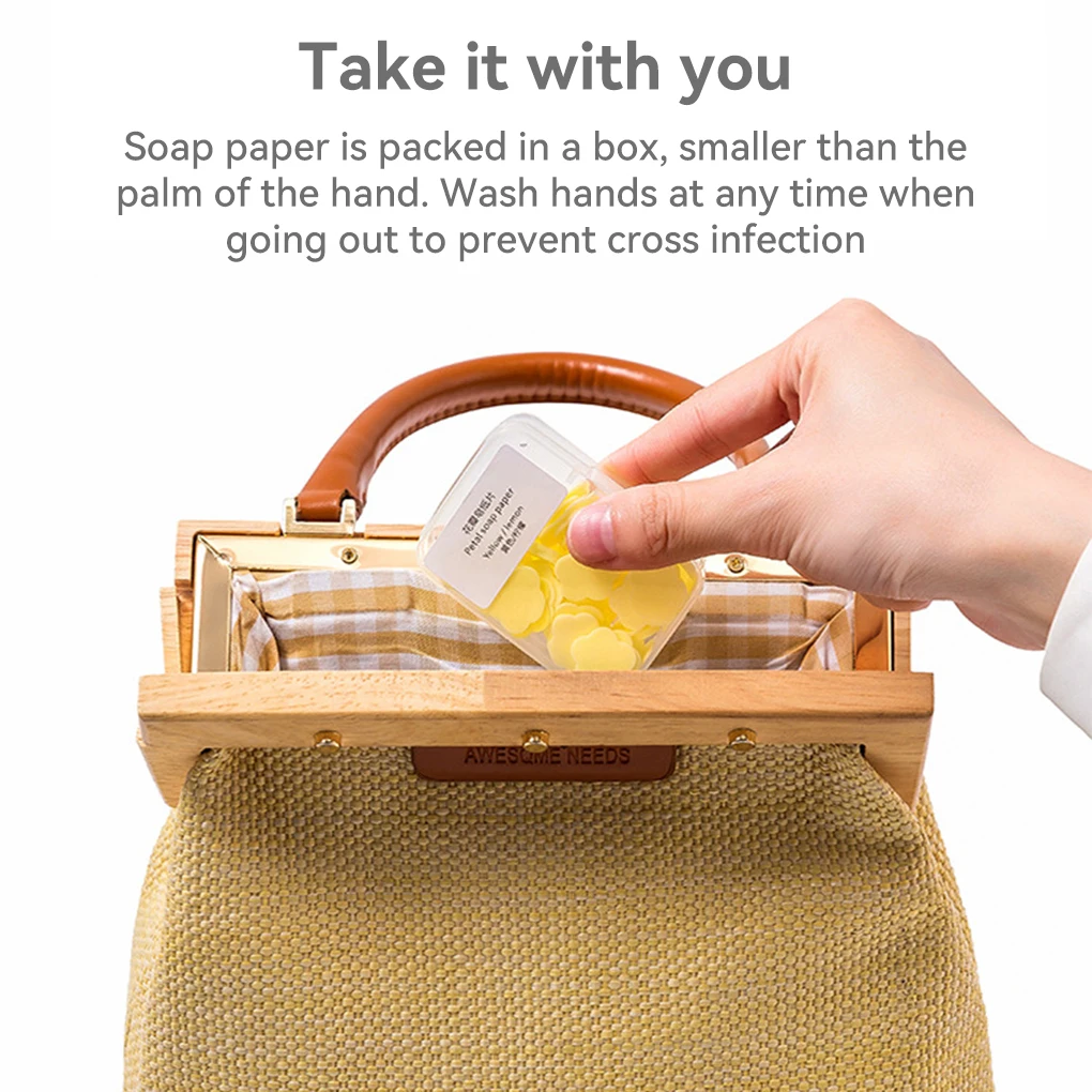 

Мыльная бумага одноразовая для мытья рук Ароматизированная портативная Чистка лепесток туалета товары для кожи Пенообразователь для ванн...