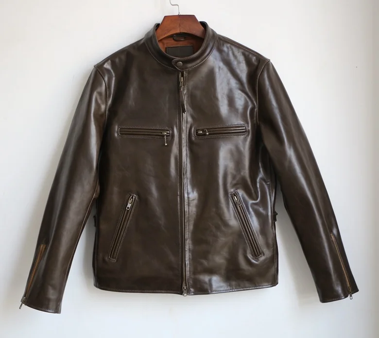 

shipping.super quality horse hide Free jacket.japan style.genuine leather jackets.vintage classics man slim coat.sales