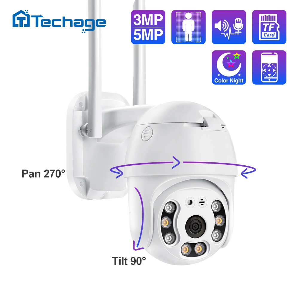 

Techage HD 5MP Wifi Camera 3MP Outdoor Wireless IP Security Camera PTZ Speed Dome Two-way Audio Smart Ai Human Detect P2P XMEye