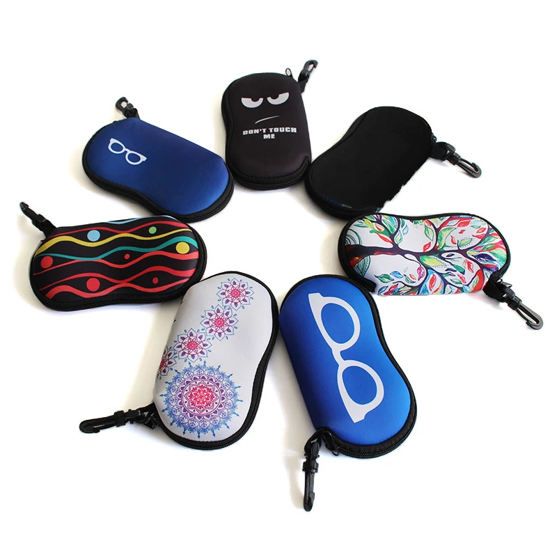

Diving Material Eyeglass Box Ultra Light Portable Zipper Glasses Case Portable Water Proof Sunglass Pouch With Clip