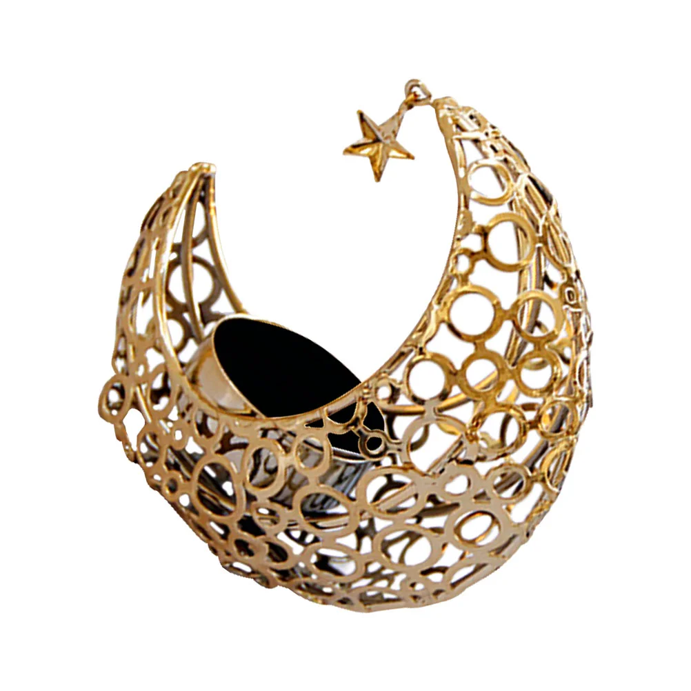 

Holder Moon Metal Candleholder Hollow Tealight Candlestick Eid Shaped Holders Type Decorations Pillar Light Tea European