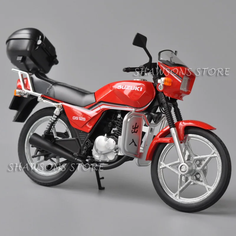 Фото Литая под давлением модель мотоцикла в масштабе 1:12, игрушки Suzuki GS 125, миниатюрная копия уличного велосипеда, коллекционная №1