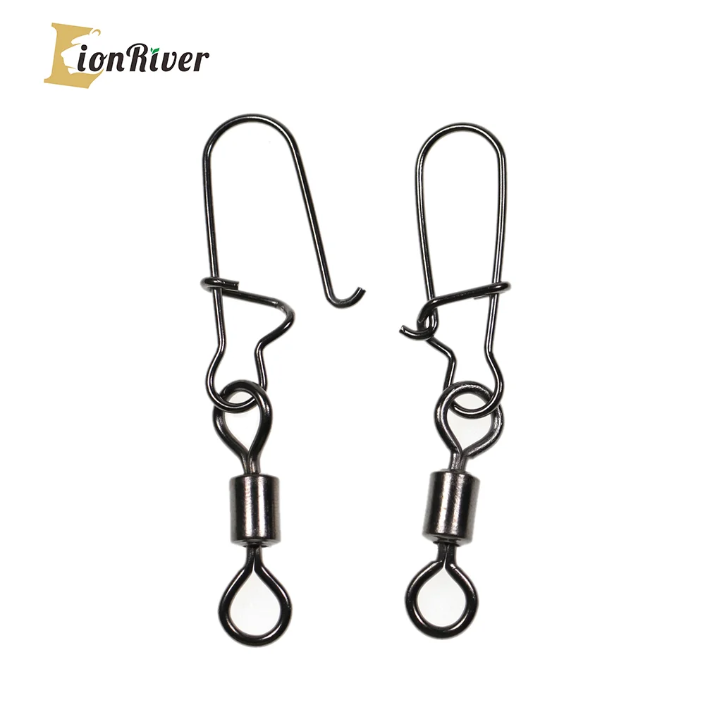 

LIONRIVER Stainless steel Connector Pin Bearing Rolling Swivel Snap Fishhook Lure Swivels Tackle Saltwater Fishing Accessories