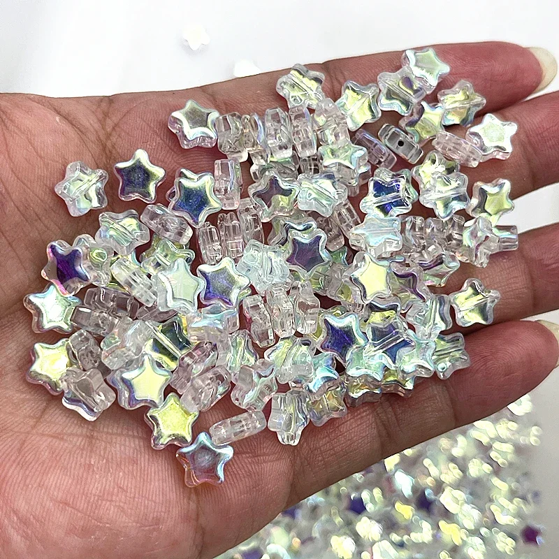 Стеклянные бусины с пятиконечными звездами 30 шт