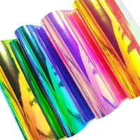 laser iridescent holographic film clear transparent pvc fabric leather rainbow film shiny for bag bows shoe material diy30135cm