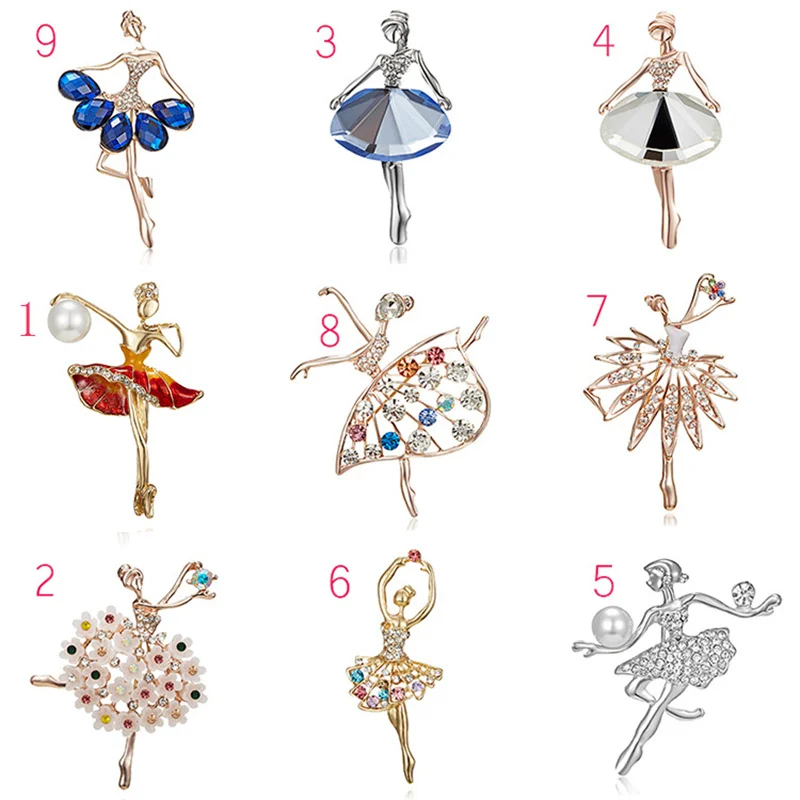 

Fashion and Exquisite Dancing Girl Brooch Rhinestone Painting Oil Brooch Ladies Anti-glare Clothing