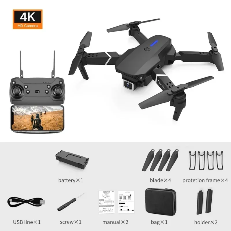 

E88 Rc Drone 4K Profesional HD Dual Camera 2.4Ghz Mini Foldable Quadcopter Real-Time Transmission Helicopters Gift s For Boy Toy