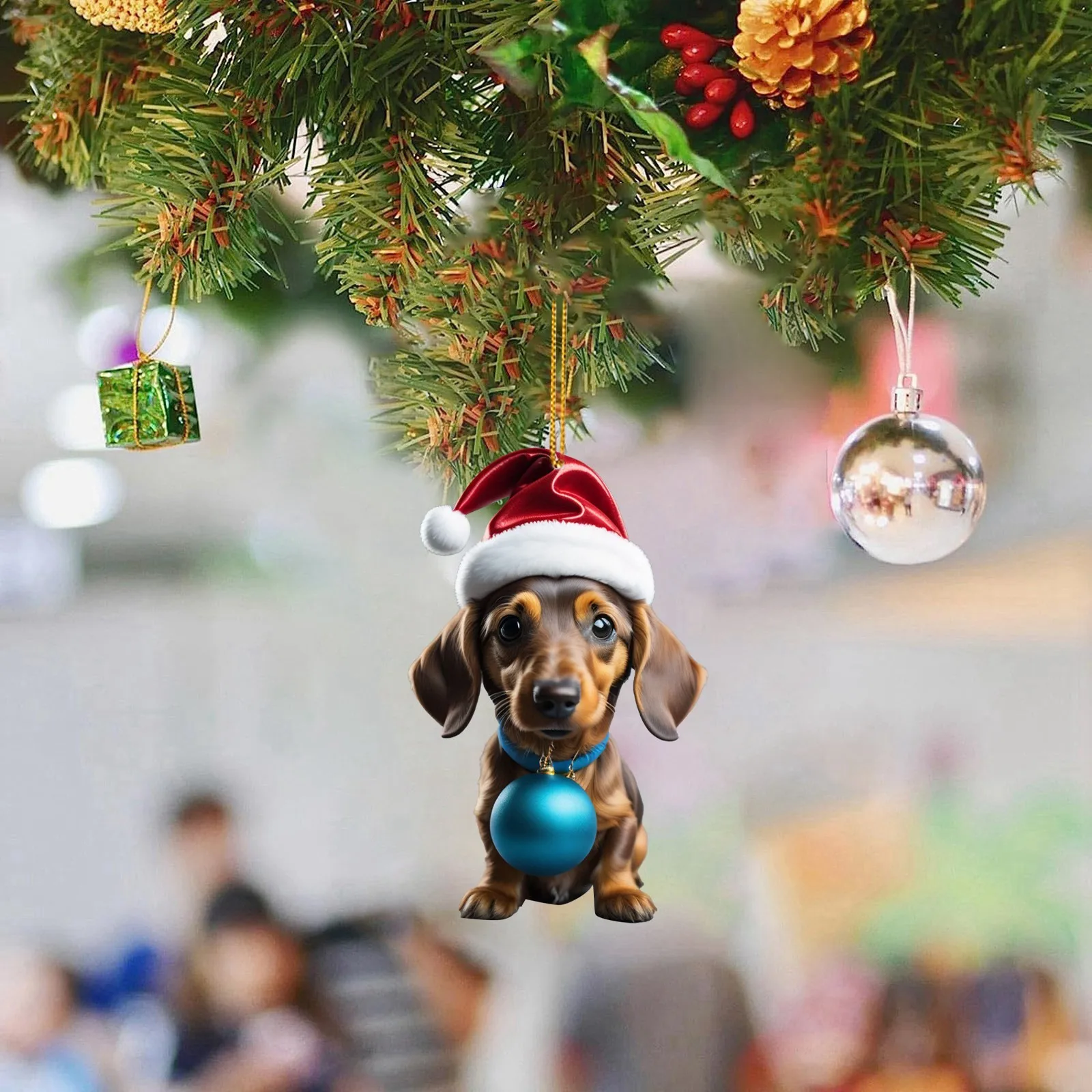 

Party Supplies Cute Dog Decoration For Christmas Pendant Tree Puppy Christmas Hat Hanging Decor Holiday Gifts Acrylic 2024