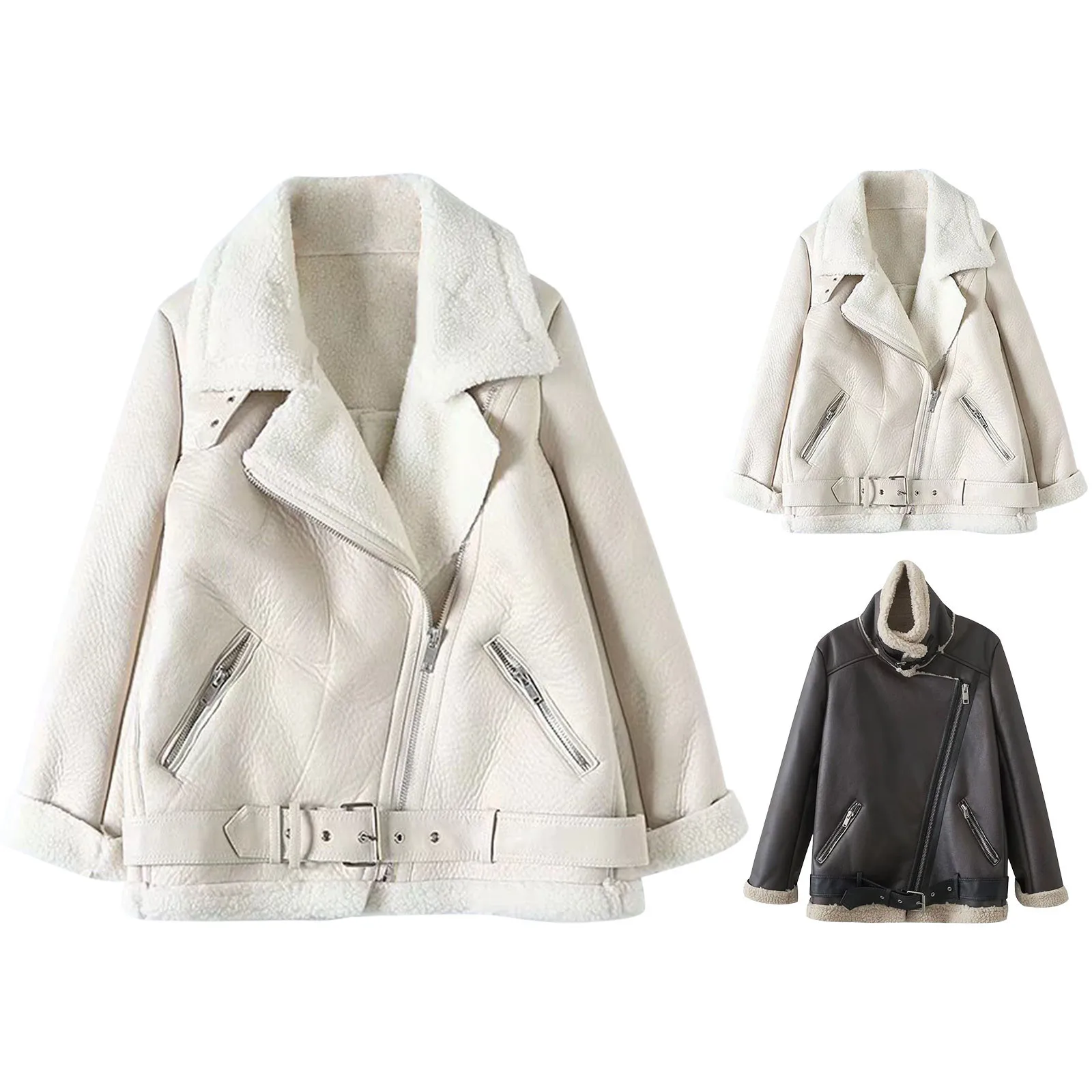 

Женское флисовое пальто, однотонная теплая куртка контрастных цветов с окантовкой, утепленное пальто из овчины, верхняя одежда для зимы