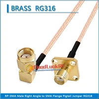 rp sma rpsma rp sma male right angle 90 degree to sma female flange 4 hole pigtail jumper rg316 extend cable low loss