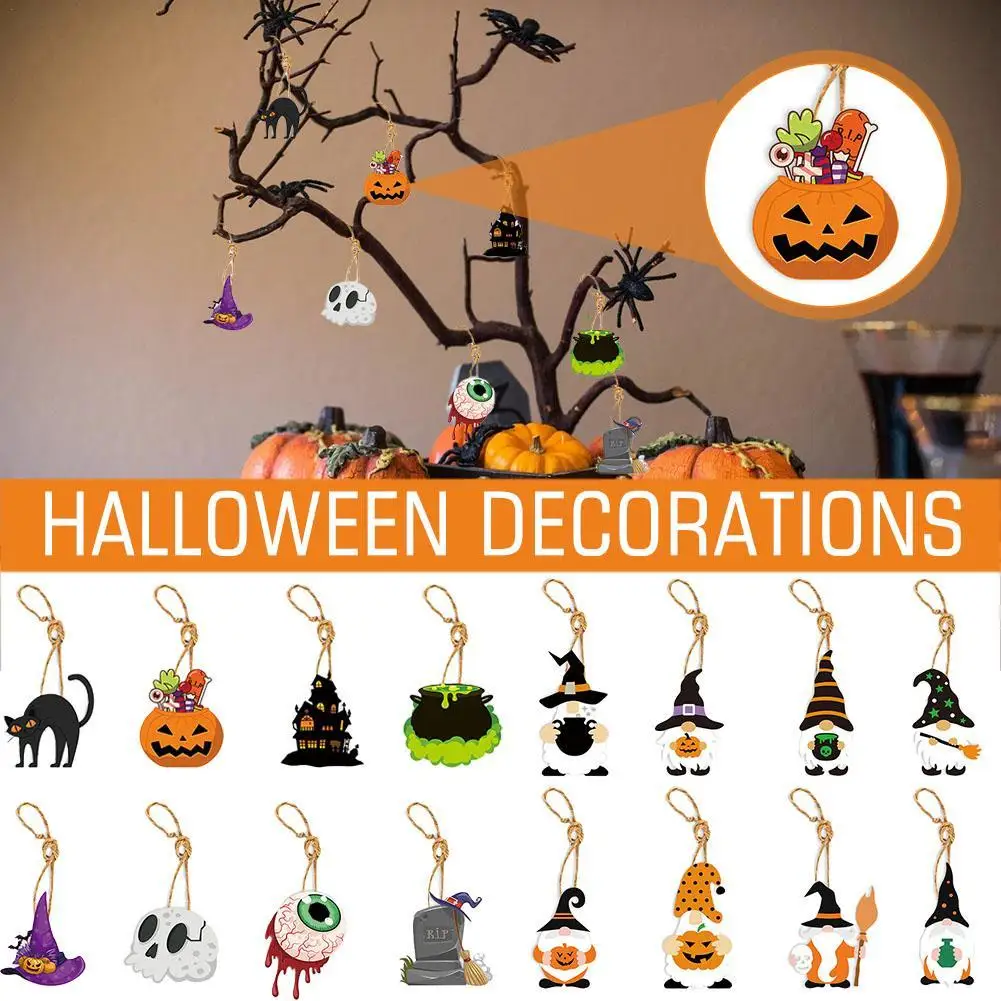 

8pcs Halloween Party Decors Pumpkin Ghost Bat For Tree Hanging Pendents Happy Halloween Ghost Festival Party Decor For Home 2023