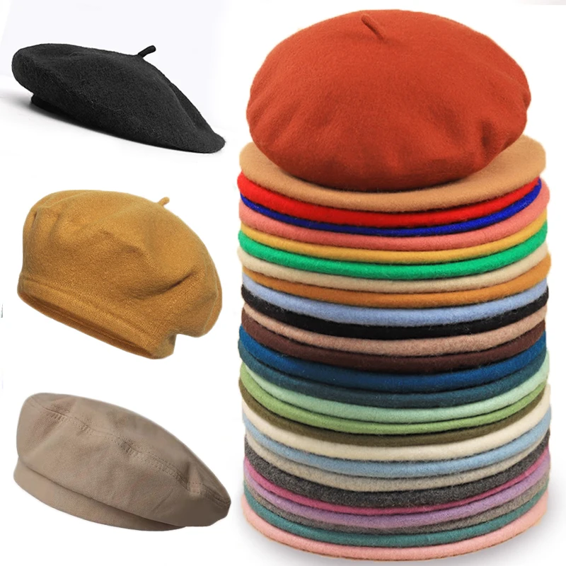 

Women Beret Hat French Artist Newsboy Hats Winter Warm Beanie Hats Wool Plain Octagonal Berets Lady Girls Autumn Street Caps