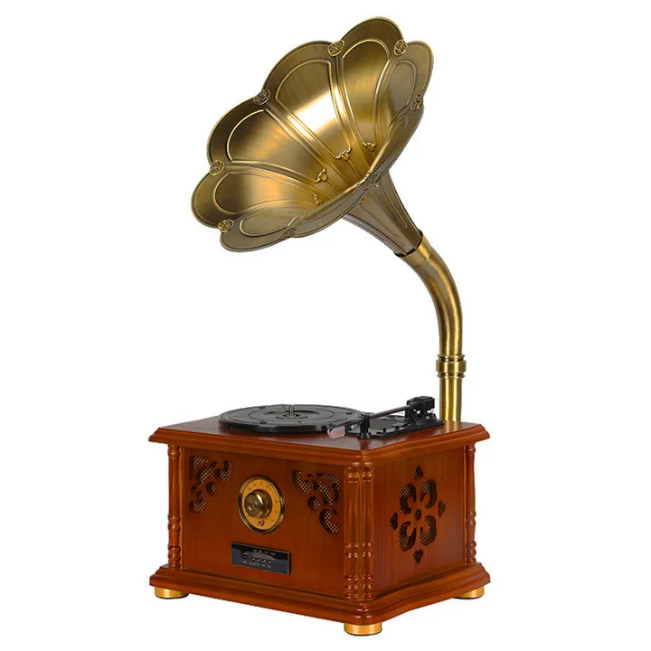 Cmik Amazon hot sale Wooden retro Phonograph jukebox vinyl disc recording player Jukebox