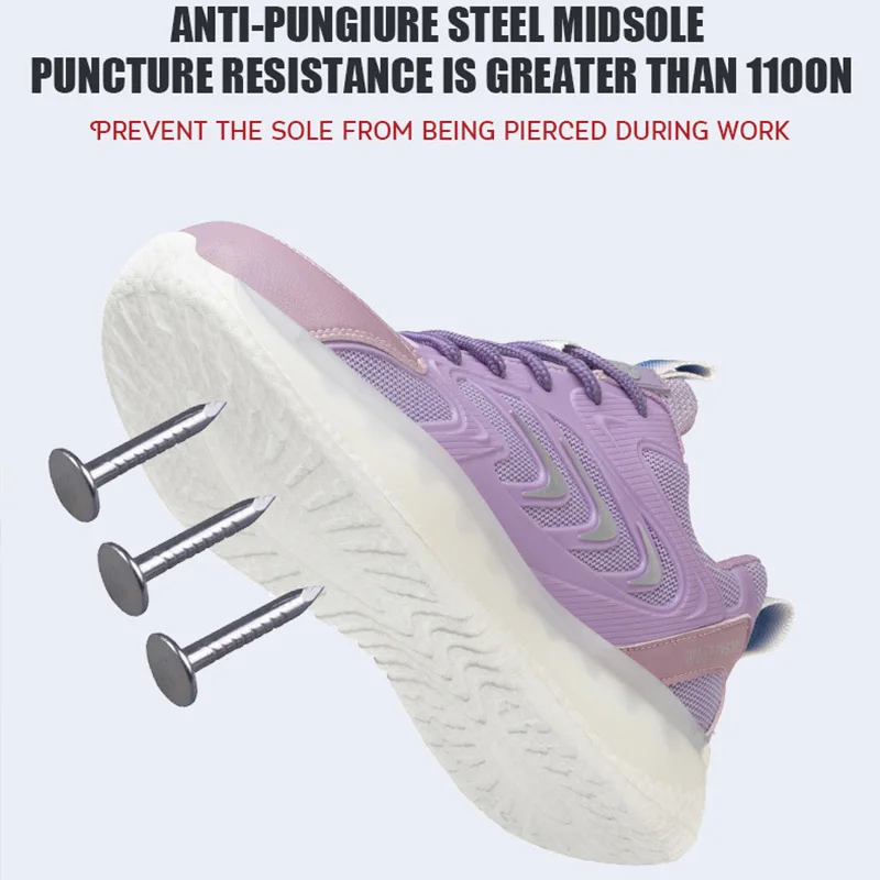 Waliantile Lightweight Safety Shoes Sneakers For Women Puncture Proof Industrial Work Boots Female Indestructible Steel Toe Shoe