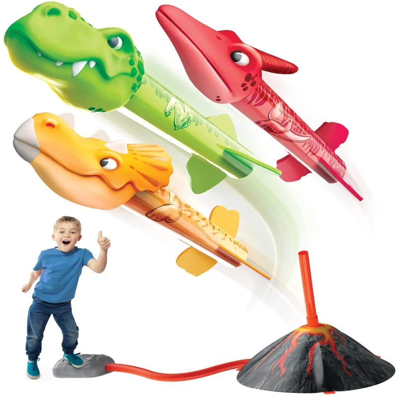 

Dinosaur Air Cannon Blasters Rocket Launcher Toy Games for Kids Launch up to 100 ft Outdoor Toys Birthday Gift for Boys & Girls