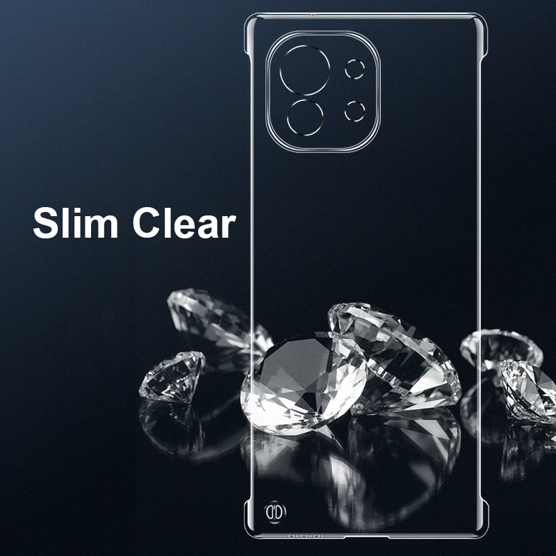 Ultra Thin Frameless Clear PC Hard Phone Case For Xiaomi Mi 12 12X 11 Ultra 10T Lite 10 9 Cover For Redmi Note 10 Pro Slim Case