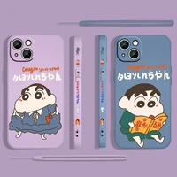 anime crayon cycling for apple iphone 13 12 mini 11 pro xs max xr x 8 7 6s se plus liquid left rope silicone phone case