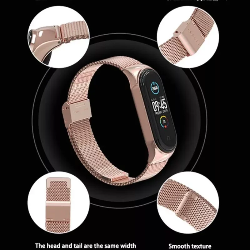 

Watch Strap For Xiaomi Mi Band 6 5 4 3 Watch Band Stainless Steel Milan Card Deduction Universal Metal Strap High