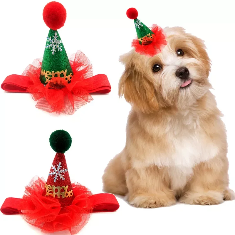 

NEW2022 Pet Hat For Christmas Decoration Dog Cat Cute Headwear With Adjustable Strap Dog Cosplay Costume Cloth Pets New Year Gif