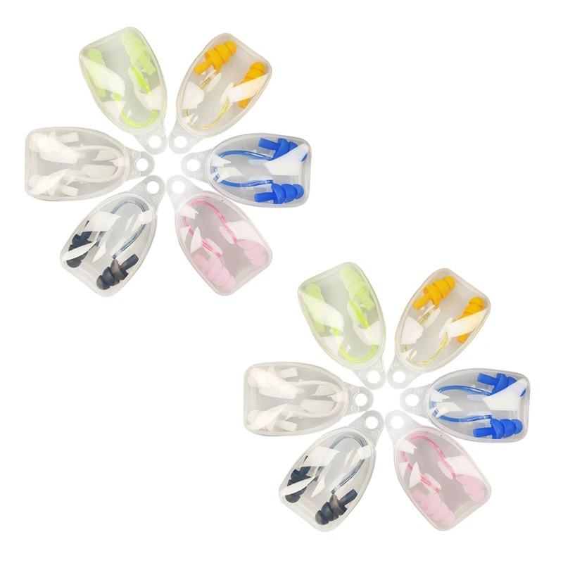 

12 Sets Nose Splint Waterproof Ear Plugs Pool Pool Accessories Swimming Surf Boat Accessories Nose Clip Earplugs