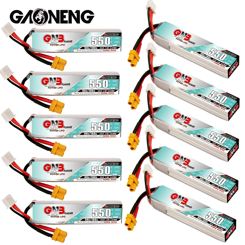 

10 шт. GNB Max 180C 2S 7,4 в 550 мАч HV LiPo аккумулятор XT30U-F/XT60U-F для TINY8X Blade Inductrix FPV QX2 120S Beta75S BetaFPV Drone