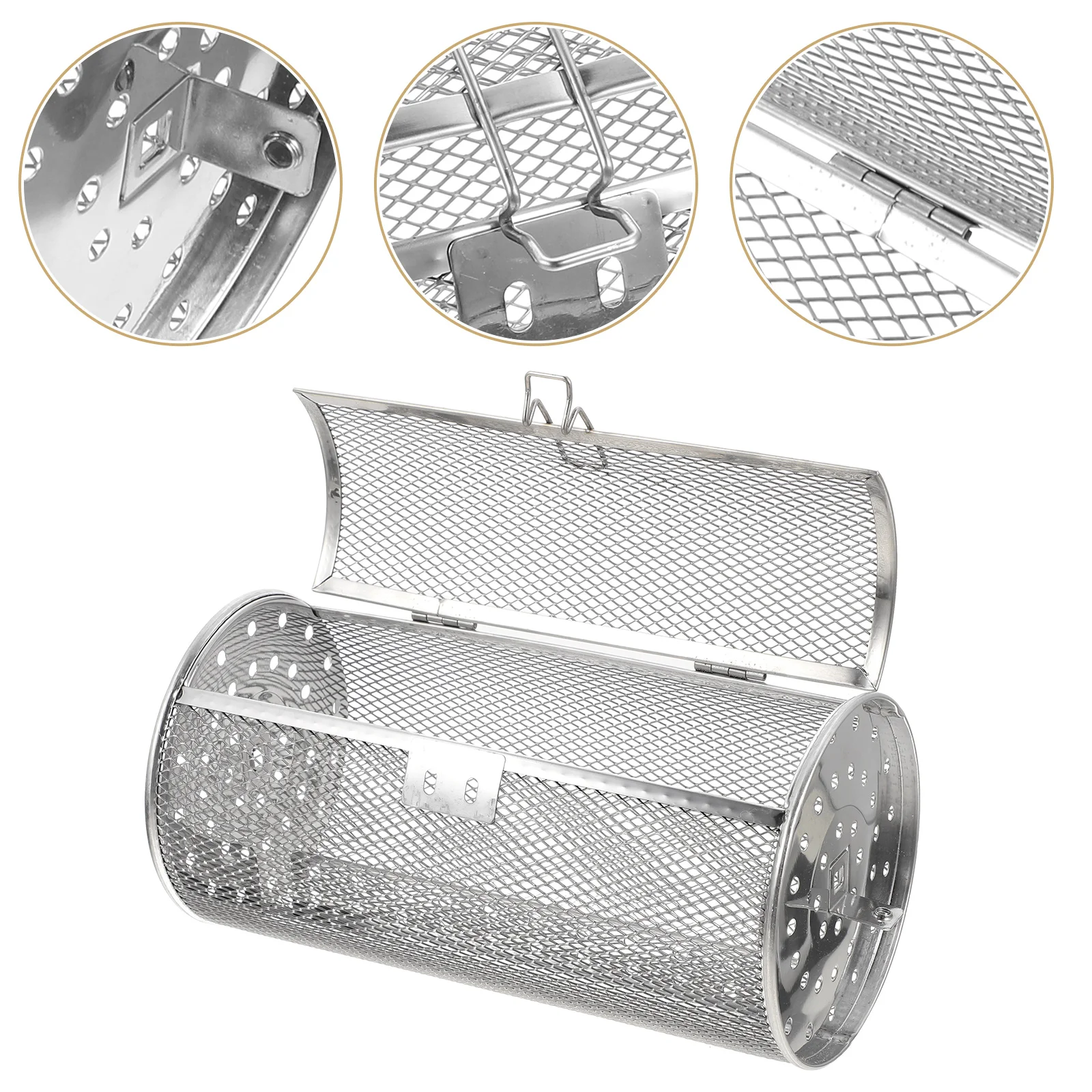 

Basket Grill Rotisserie Roaster Stainless Steel Fish Oven Bbq Drum Grilling Baskets Cage Aircoffee Peanut Rolling Fryer Round