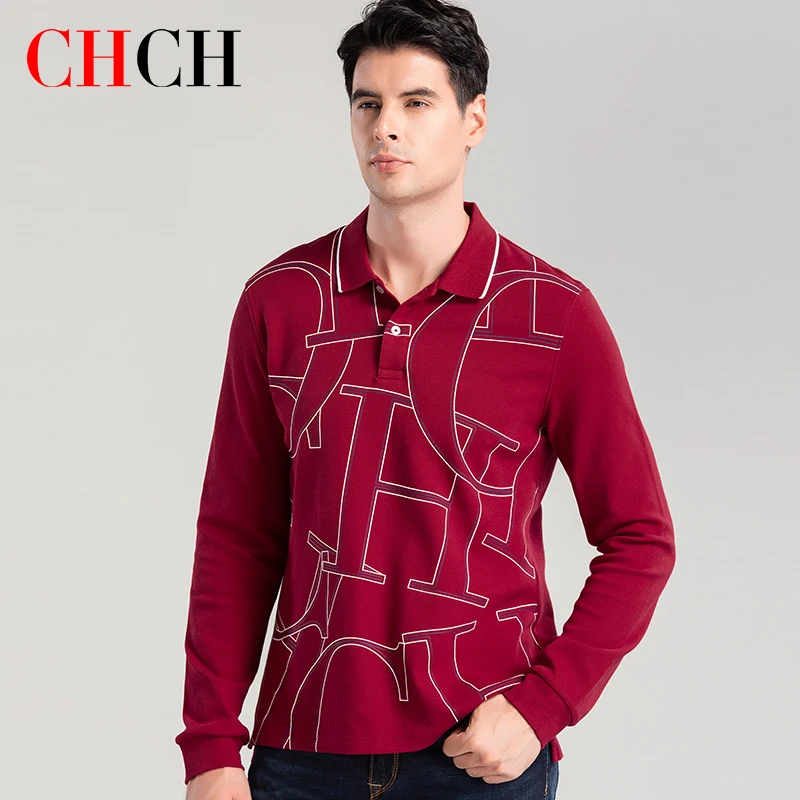 

Модный мужской свитер CHCH из чистого хлопка, ультратонкая мягкая облегающая мужская одежда с длинным рукавом, деловая летняя и осенняя одежд...