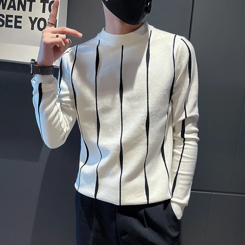 2022 New Fall Winter Hip Hop Knit Men Sweater Thick Warm Fashion Pullover Men Long Sleeve Slim Fit Mens Christmas Sweaters S-3XL