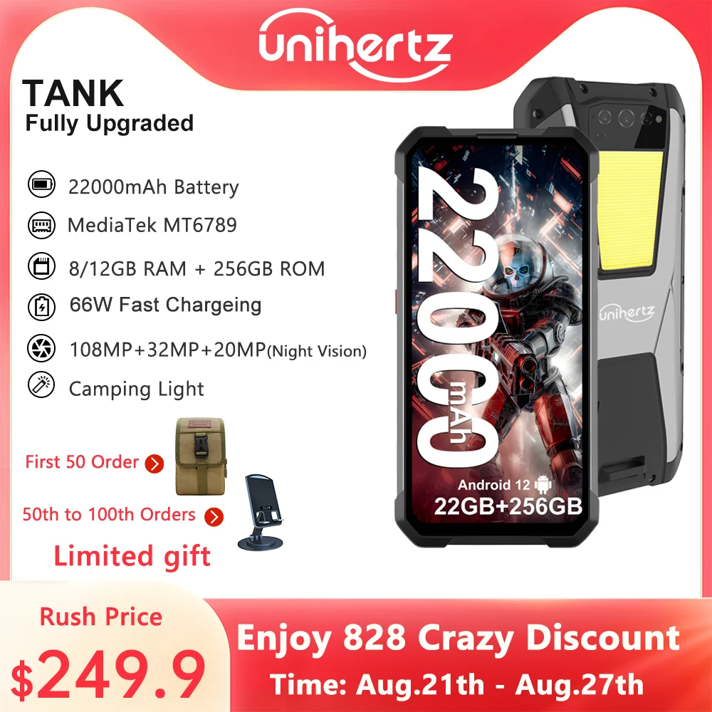 Unihertz TANK Larger Battery Rugged Smartphone 22000mAh Nigh