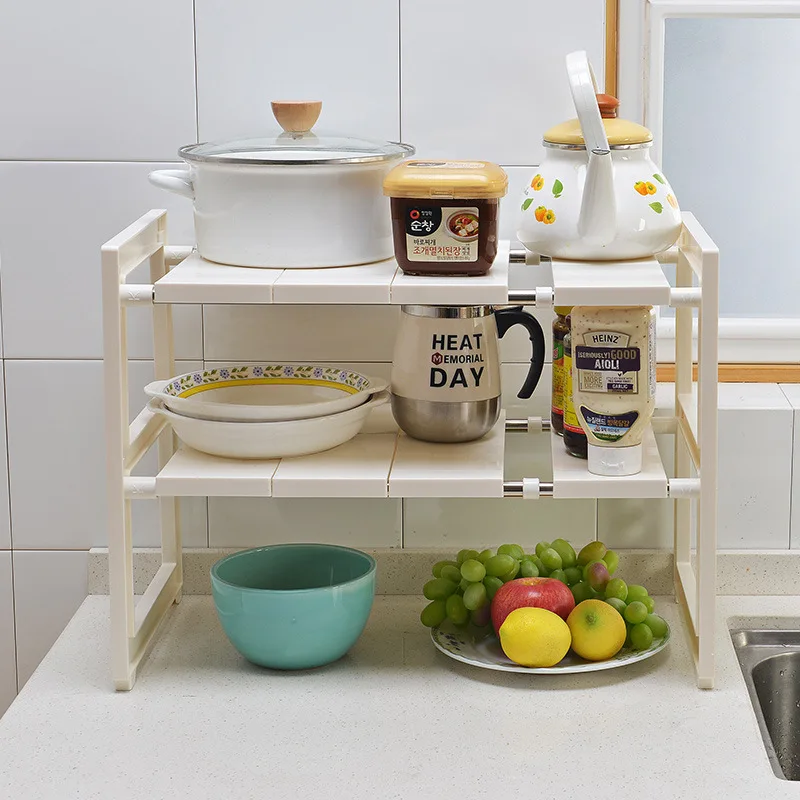 kitchen under sink storage rack cabinet expandable shelf stainless steel multi layer pot rack bathroom floor organizer shelves free global shipping