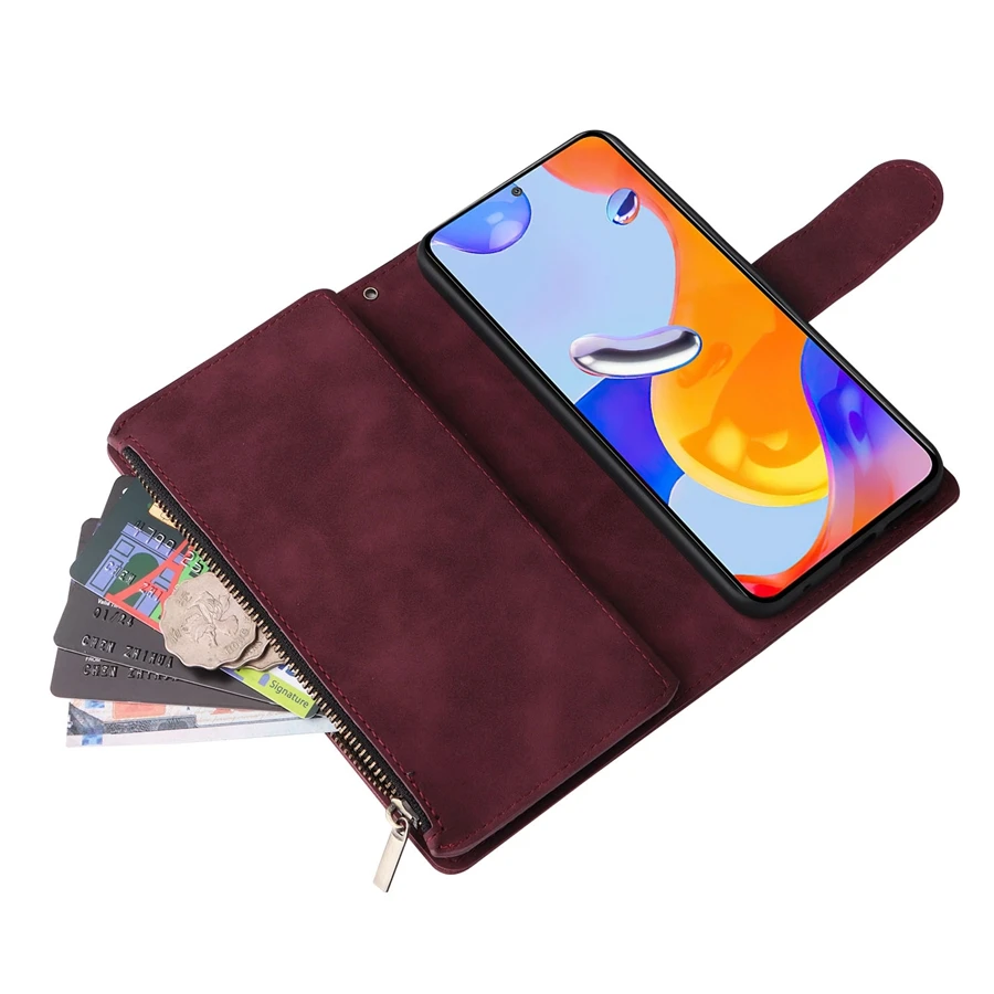 Wallet Zipper Leather Case For Xiaomi Redmi 10 10A 9 9A 9C 9T 8 8A 7A Note 11 11S 11 Pro 10S 10 Pro 9 Pro 8 Pro 7 Mi Poco M4 Pro