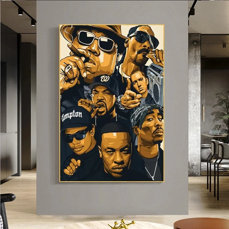 Картины на холсте Tupac Musicer в стиле хип-хоп, постеры и принты, настенные художественные картины для гостиной, домашний декор (без рамки)