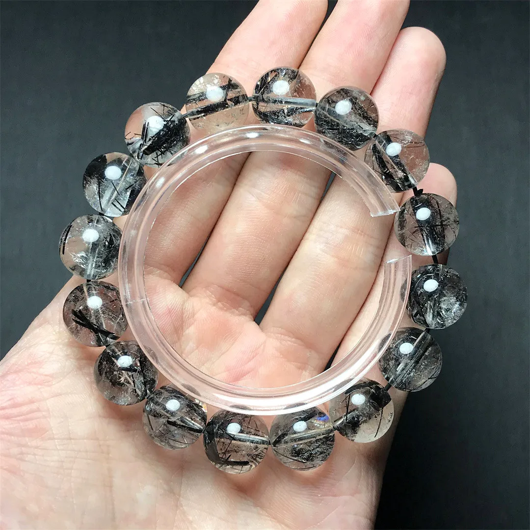 

Браслет из рутилированного кварца с натуральными черными волосами, 12 мм