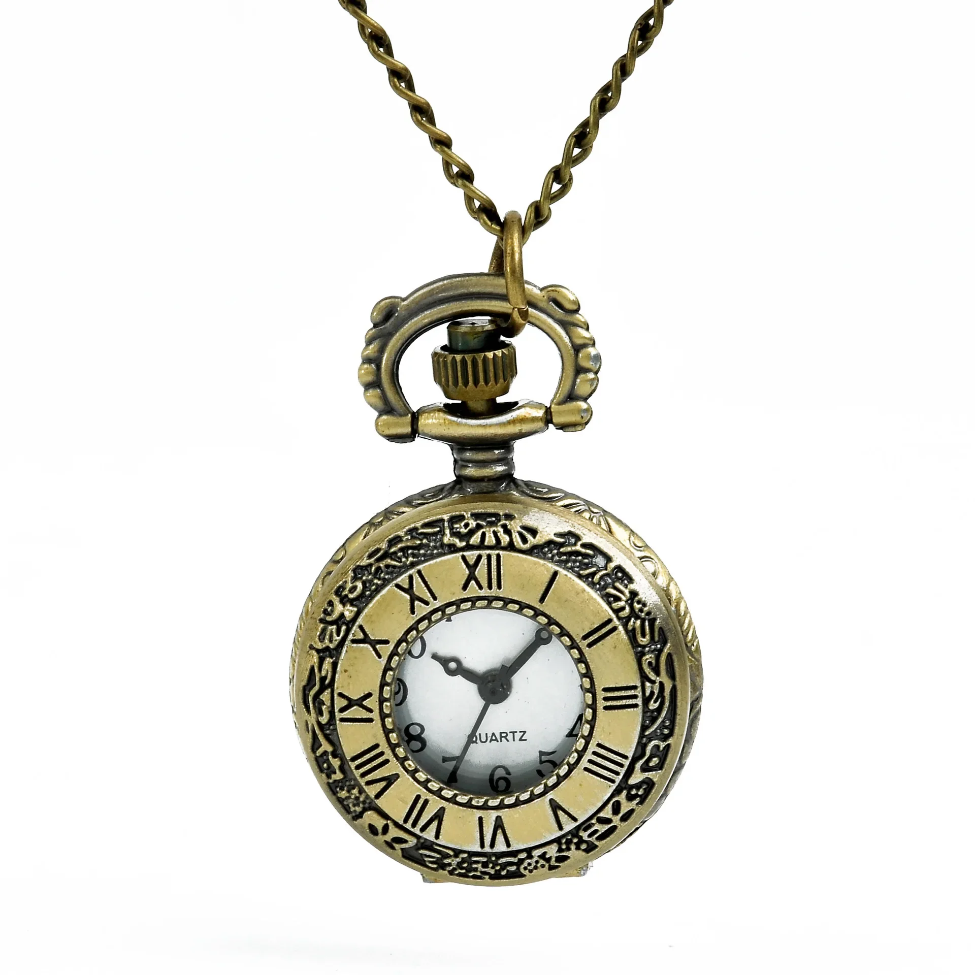 

OZEN(3017) 12pcs/lot Vintage antique roman numerals bronze pocket watch necklace chain pendant.Party Gift.mens quartz watch