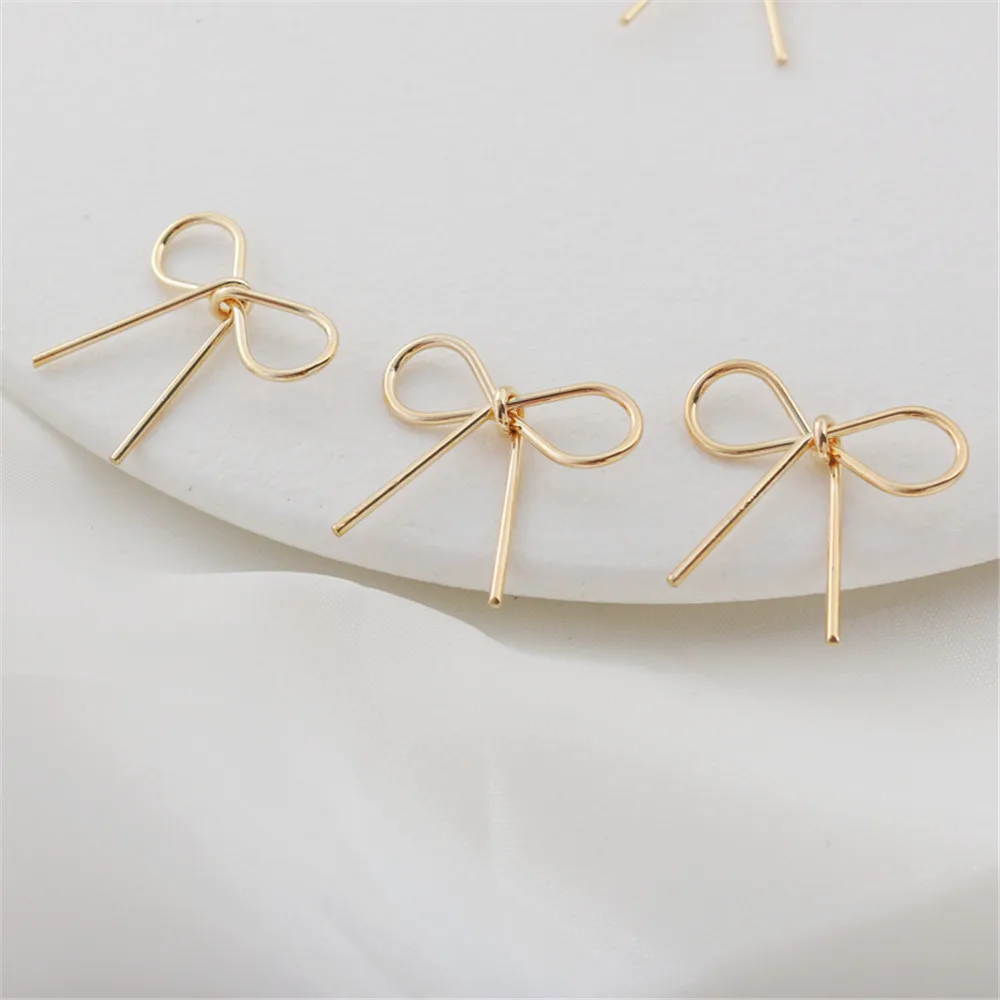 

14K package gold color preserving glossy bow 20x22mm diy handmade ornaments pendant accessories plating pendant material