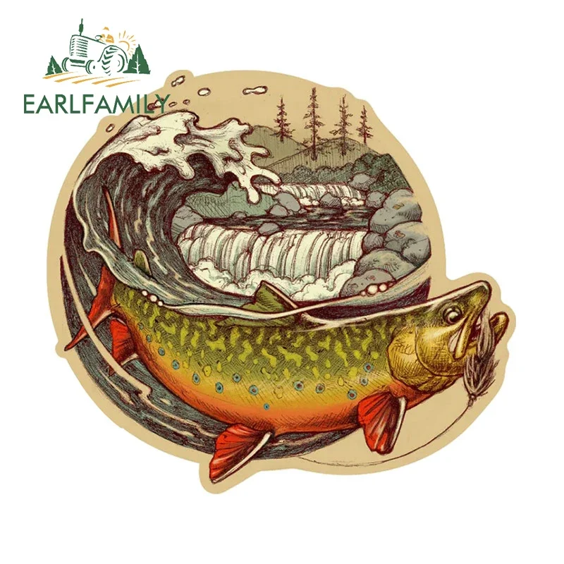 

EARLFAMILY для любителей ловли форели, рыбалки нахлыстом, приключения, автомобильные наклейки, простые наклейки в стиле граффити, милый окклюзионный декор с царапинами