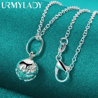 urmylady 925 sterling silver round ball pendant 16 30 inch necklace for women charm wedding engagement fashion jewelry