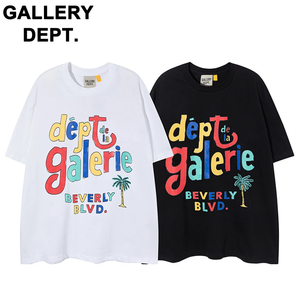 

GALLERY DEPT Alphabet Bronzing Printed Men's T-shirts Fashion Pure Cotton Casual Short Sleeve Loose T-shirt Top For Men or Women