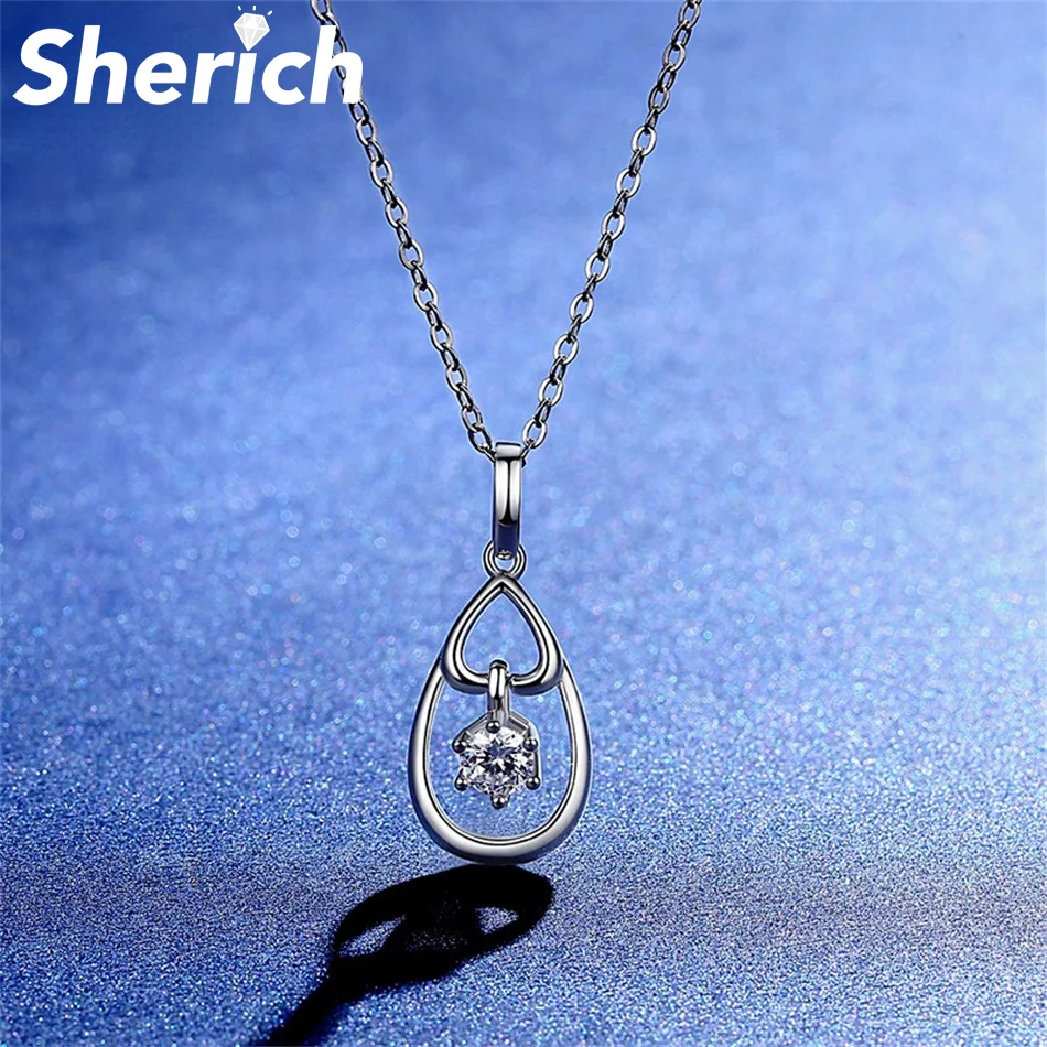 

Sherich Angel Tears Hollow Water Drop 0.5ct Moissanite 100% 925 Sterling Silver Elegant Charming Pendant Necklace Women Jewelry