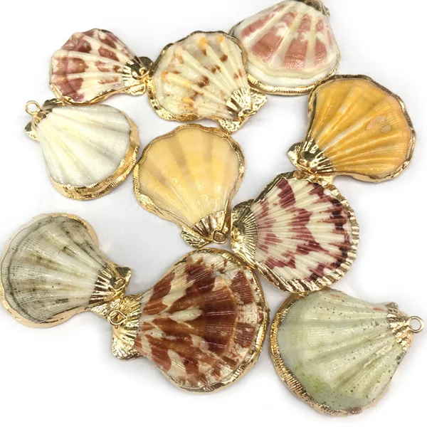 

Natural Freshwater Shells Gold Plated Round Shell Pendant For Jewelry Making DIY Necklace Earring Accessories Gift 30x35-35x40MM