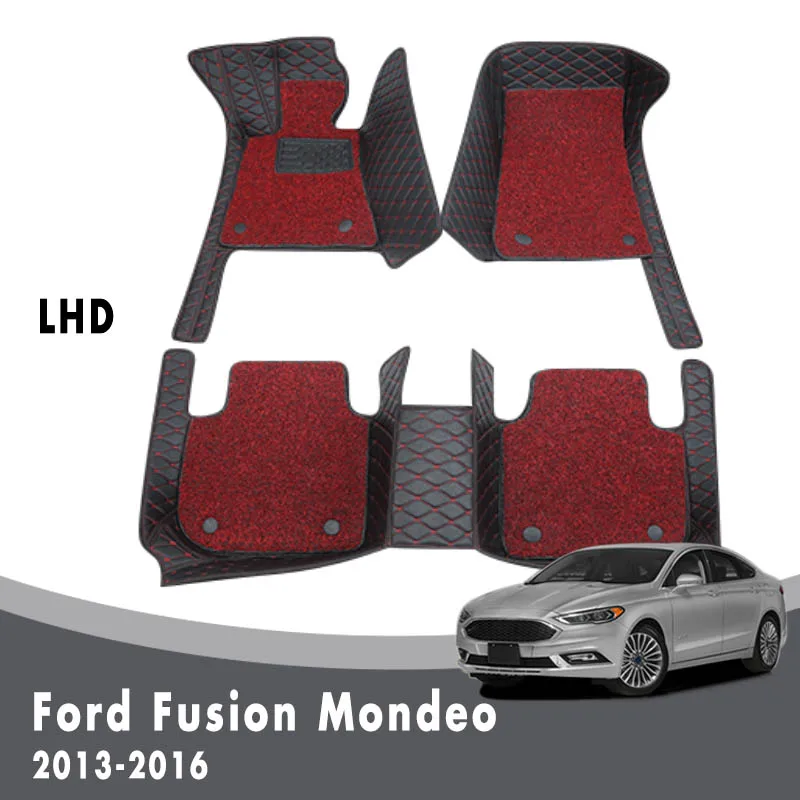 

Car Floor Mats For Ford Fusion Mondeo 2016 2015 2014 2013 Carpets Luxury Double Layer Wire Loop Auto Interior Leather Waterproof