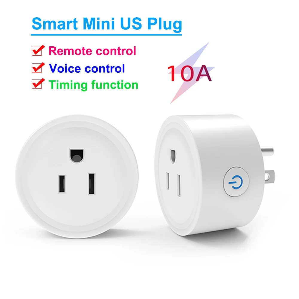 

10A US Socket Smart Mini Plug WiFi Outlet Socket Remote Control with Timer Function Only Supports 2.4GHz Network