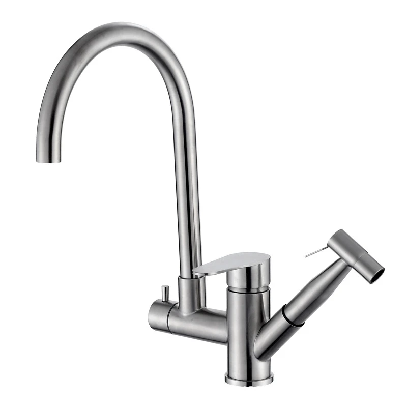 

Stainless Steel Kitchen Faucet Kitchen Sink Mixer Tap with Pull Out Sprayer Swivel Hot Cold Water Tap for Home