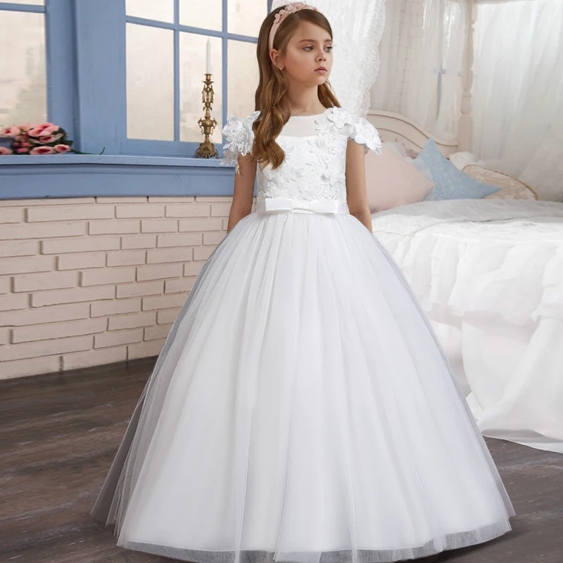 2022 Summer Long Sleeve Flower Girl Dress Elegant Kids Dresses For Girls Party Wedding Bridesmaid Princess 14 10 12 Years | Детская